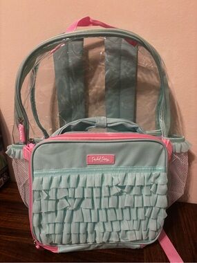 Mint & Pink Clear Ruffle Backpack
